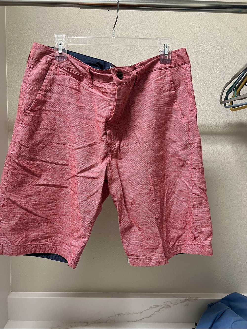 Men's Pink Flat-Front Casual Shorts